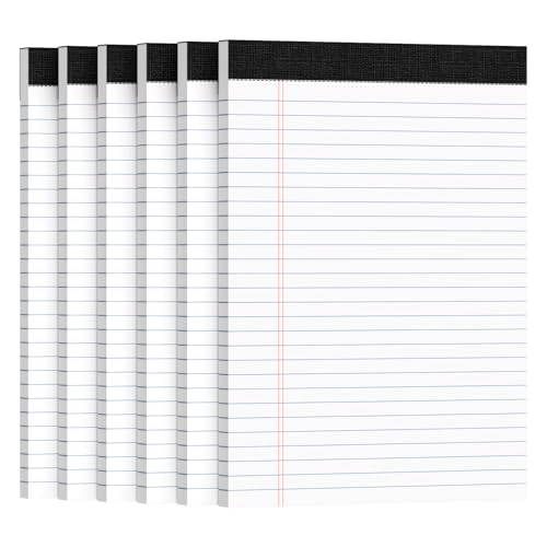 6pcs Legal Pads 8.5 x 11, Notepads 8.5 x 11, Writing Pads of Paper, White Note Pads, Memo Pad Papers Perforate, Legal Notepads Wide Ruled Lined,30Sheets/Pack