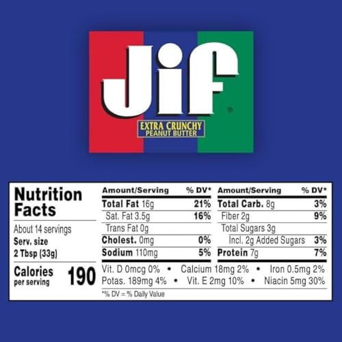 Image of Jifs Extra Crunchy Peanut Butter - Gluten Free 454 g (Imported)