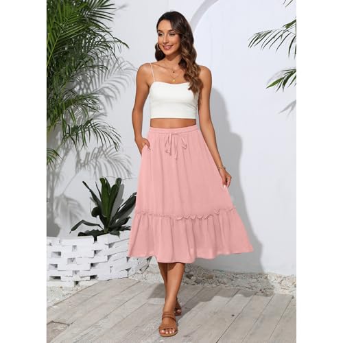 Image of Witsmile High Waist Tiered Skirts for Women Flowy Skirts for Women Long Length with Pockets 2026 Fashion Trendy