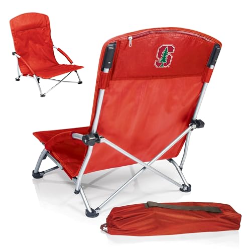 PICNIC TIME NCAA Stanford Cardinal Tranquility Beach Chair with Carry Bag - Low Beach Chair for Adults - Low Lawn Chair