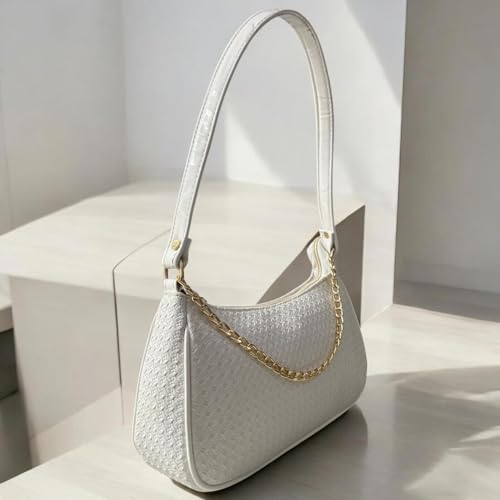 Image of DAISY STAR Woven Textured Shoulder Bag with Gold Chain Detail II Shoulder Handbag for Girl & Women II