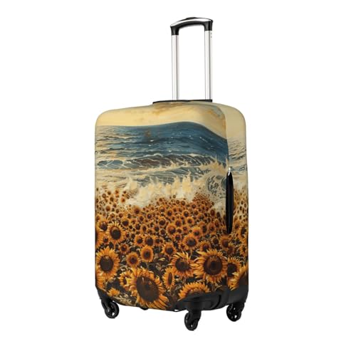 sunflowers sea Print Elastic Washable Baggage Protector Universal Suitcase Cover Travel Luggage Cover2
