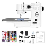 Todeco Nähmaschine Elektrisch, mit Erweiterungstisch, 39 Stichprogramme, Doppelnadel & Doppelfaden, Nähmaschine Klein mit LED-Licht, Fußpedal, Nähset, für Anfänger, Kinder, Amateure