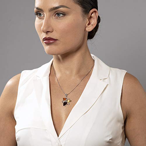 PEORA Genuine Baltic Amber Star Leaf Pendant Necklace for Women 925 Sterling Silver, Rich Multiple Colors with 18 inch Chain, Real Baltic Amber Necklace for Adults, 100% Natural from Baltic Region3