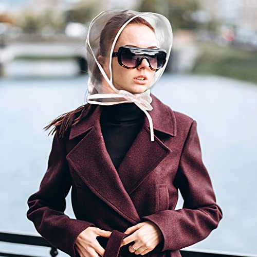 DIVINA VITAE 6 Stück Regenhaube Transparent Kopf Regenhut mit Sonnenschutz Kunststoff Regenhut Damen Wasserdicht Unisex Herren Damen Regenmantel Regenschutz Überkopf Regenmütze