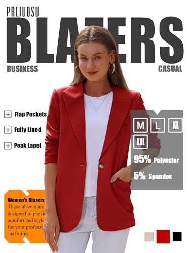 Womens Casual Blazers Open Front Long Sleeve Fully Lined Work Office Jackets with Pockets2
