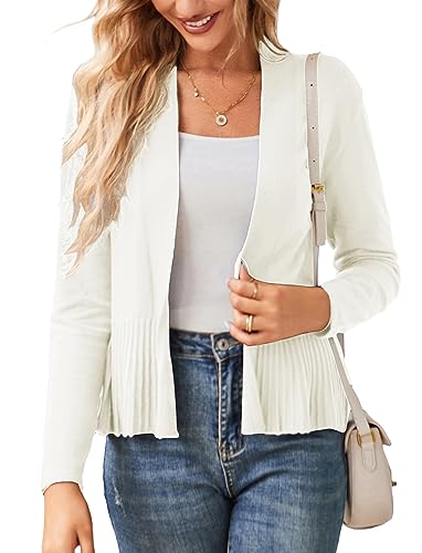 Image of GRACE KARIN Women's Lightweight Peplum Cardigan Sweaters Open Front Cropped Cardigan Long Sleeve Trendy Summer Knit Tops