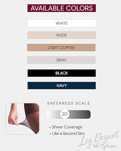 Image of leg elegant 3 Pairs 20D Women's Sheer Tights Ultra Sheer Pantyhose with Control Top