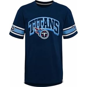 NFL Kids Youth 8-20 Victorious Team Color Cotton Primary Logo Short Sleeve Fashion Official Football T-Shirt (Tennessee Titans, 8)