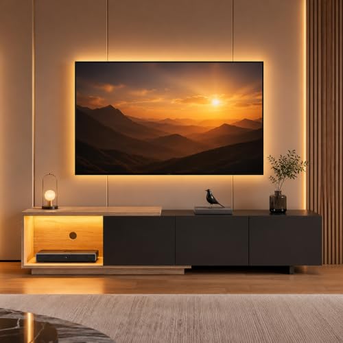 Mueble TV Extensible 163-240 cm con LED Inteligente, Mueble Bajo TV Moderno para Salón con Gestión De Cables, Soporte 75 kg, 3 Cajones, USB y Gestor de Cable(Negro moderno, 163/240 × 38 × 44cm)
