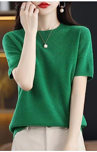 2025 Womens Summer Sweaters Lightweight Crew Neck Casual Elegant Knitted Pullover Tops Short Sleeve Sweater Tshirts3