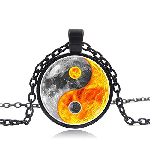 jianjin Ying Yang Moon Symbol Necklace, Moon Pendant,Ying Yang Sign Jewelry