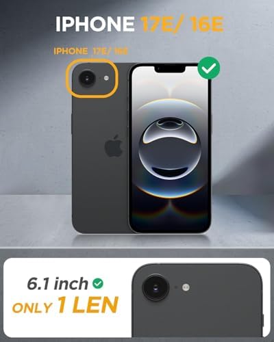 Miracase for iPhone 17e Case & iPhone 16e Case, Full-Body Phone with Built-in Glass Screen Protector, [Magnetic with MagSafe] Military Drop Proof 17 E/ 16 E Cover Bumper 6.1 inch, Black - 5