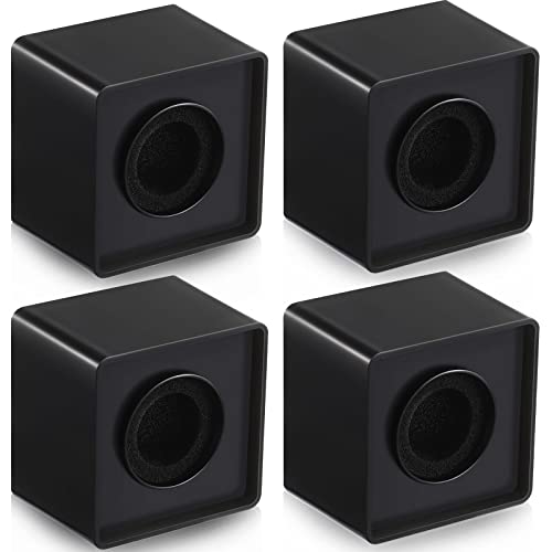 4 Pcs Microphone Flag Station Portable Square Cube Shaped Mic Flags ABS Foam Microphone Flag Microphone Accessories for Interview KTV Reporter Host (White, Black)