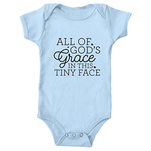 Tickled Teal All of God's Grace in This Tiny Face Baby Onesie (Blue, 0-3 Months)