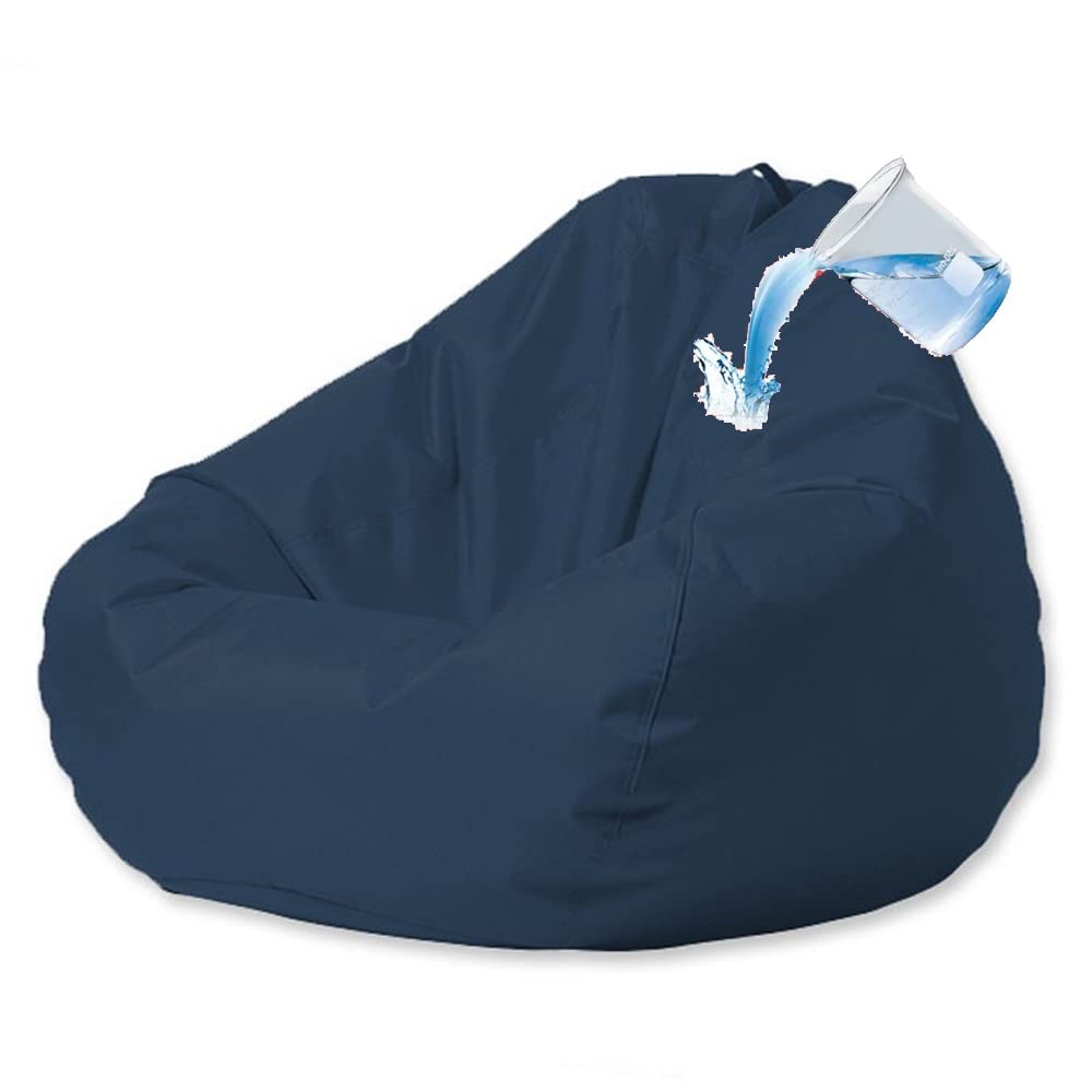 Outdoor Waterproof Bean Bag Cover (No Filler) Garden Beach Swimming Pool Floating Beanbag Pouf Chair Oxford Kids Adults(Navy,2XL-D100cm-cover)