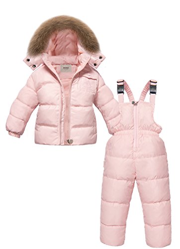 ZOEREA Trajes de Esquí para Niñas Chaquetas Niño Abrigos con Capucha + Pantalones de Nieve Invierno Ropa Set 2 Piezas (Rosado, XL / 120 (Altura Recomendada 105-115cm))