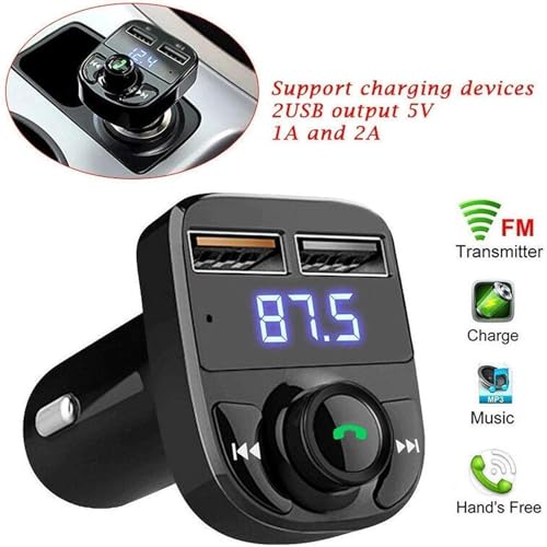 Image of CAR-X8 Bluetooth FM Transmitter Kit for Hands-Free Call Receiver /Music Player /Call Receiver /Fast Mobile Charger Ports for All Phones with 3.1A Quick Charge Dual USB Car Charger