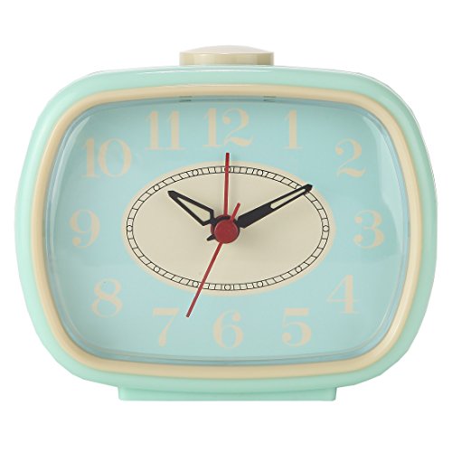 Lily's Home Quiet Non-Ticking Silent Quartz Vintage/Retro Inspired Analog Alarm Clock (Aqua)