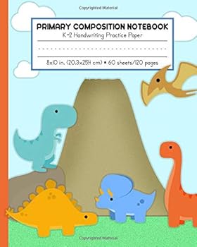 Paperback K-2 Primary Composition Notebook Handwriting Practice Paper: Dinosaur K-2 Primary Composition Notebook - 120 Dashed Midline Pages - Cute Dinosaur Journal for Boys and Girls Book