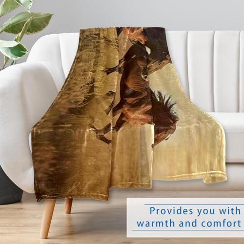 Couverture cheval prairie douce et chaude pour lit et canapé cocooning