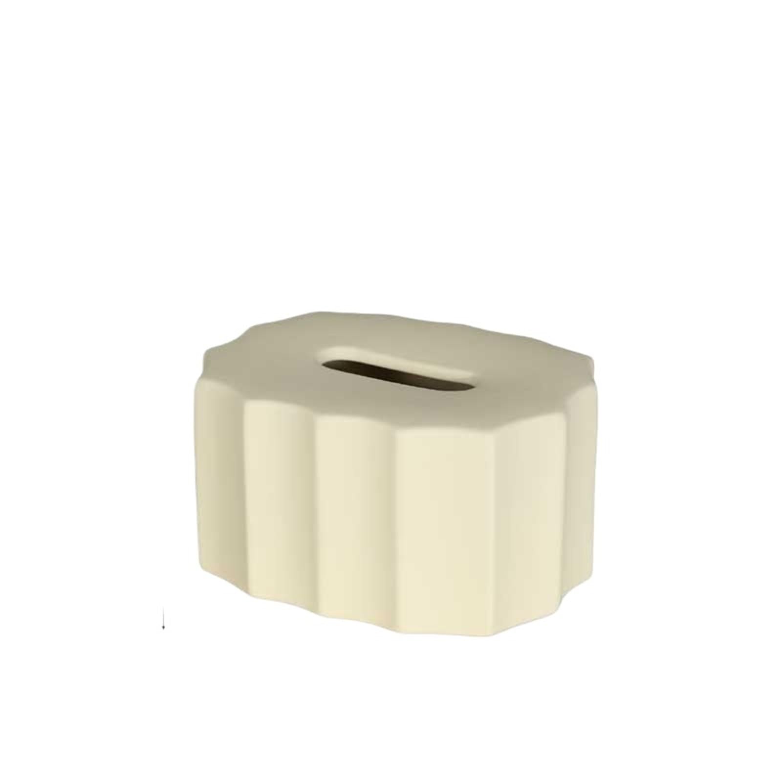 Tissue Simple Ceramic Tissue Box Cover Living Room Creative Napkin Facial Dispenser Table Decoration(Beige)