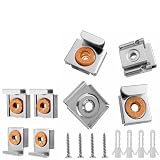 Helilyco Lot de 4 fixations murales chromées pour miroir sans cadre avec pinces à ressort ...