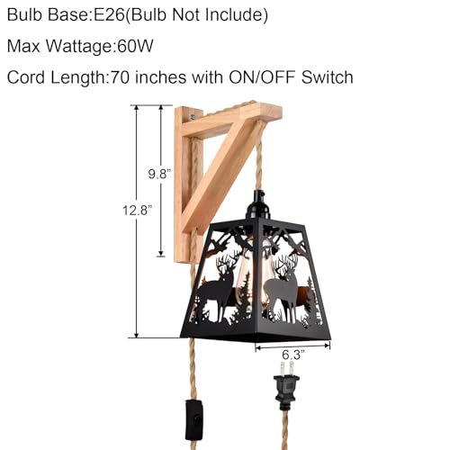 Plug-in-Wall-LightDeer-Matte-Metal-Wood-Shelf-Bracket-Rustic-Wall-SconcesBlack-Farmhouse-Wall-Sconces-Set-of-TwoVintage-Wall-Light-Fixtures-IndoorWall-Lamps-for-BedroomBedsideLiving-Room Plug in Wall LightDeer Matte Metal Wood Shelf Bracket Rustic Wall SconcesBlack Farmhouse Wall Sconces Set of TwoVintage Wall Light Fixtures IndoorWall Lamps for BedroomBedsideLiving Room