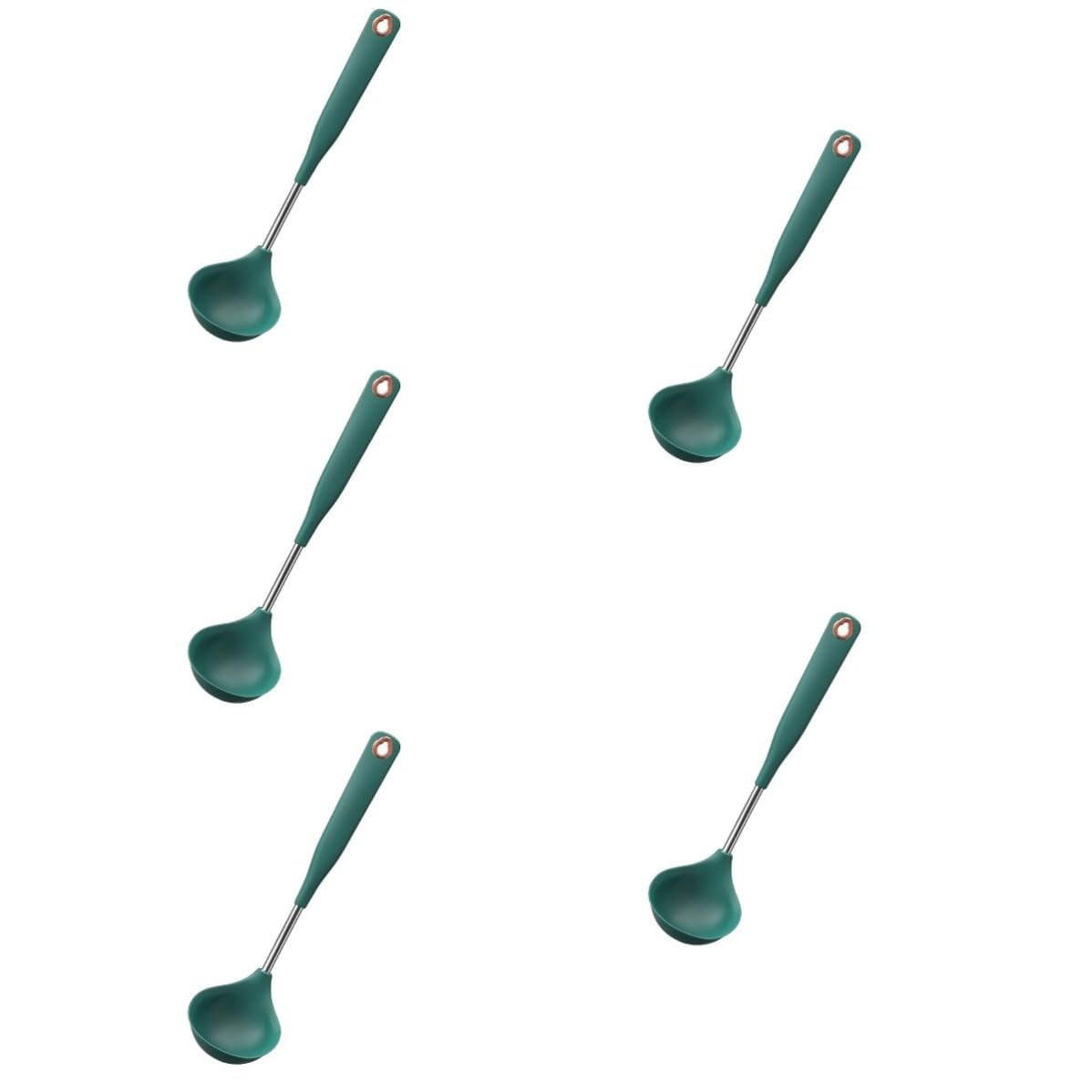 Operitacx 5 Pièces Louche à Soupe en Silicone, Manche Long, Acier