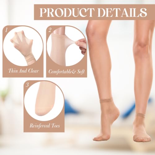 Image of Twistover 288 Pcs Disposable Foot Socks Slip on Ankle Socks Nylon Footies Try On Stockings for Try Shoe Men Women, 144 Pairs