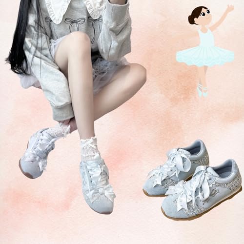 Kawaii Platform Shoes – Chunky Sneakers for Women, Aesthetic Ballet-Inspired Shoes with Bow & Pearls, Cute Fashion Backpack-Inspired Trainers4