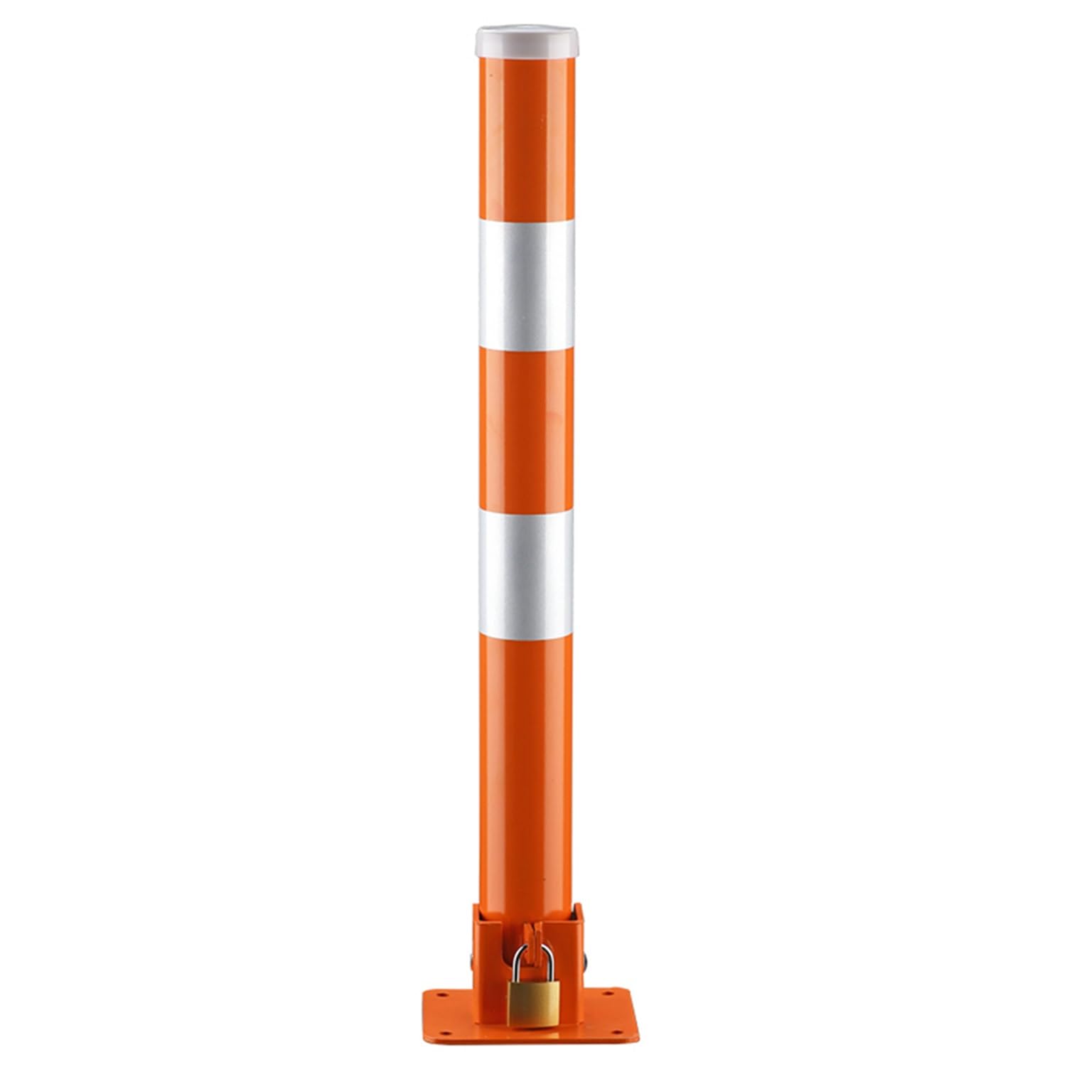 Aqhzb Orange Parking Barrier Post With Padlock Folding Steel Car Parking Space Lock High Visibility Anti Parking Private Parking Spaces Security Bollard, 600Mm Height