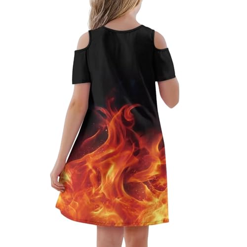 Girls Summer Dress Cold Shoulder Flowy Dress with Pocket Cute Clothes for Kids2