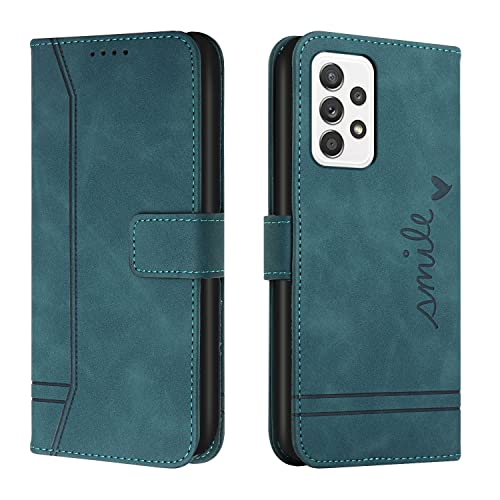 Trugox Handyhülle für Samsung Galaxy A53 5G Hülle Klappbar Klapphülle mit Kartenfach Handytasche Handy Schutzhülle Tasche Leder Wallet Flip Hülle Slim Book Cover - Blaugrün