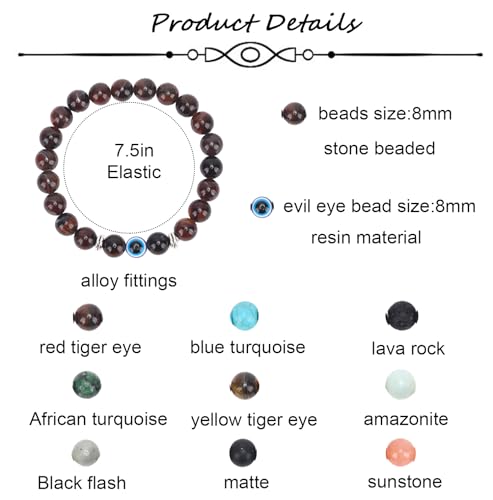 SAMOCO 9Pcs 8mm Blue Evil Eye Beaded Bracelets Lucky Bracelet for Protection Blessing Jewelry Boho Handmade Strehch Bracelet for Women Men4