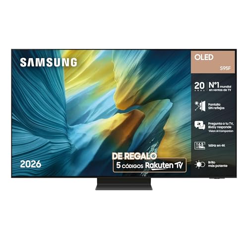 Samsung TV 65 Pulgadas OLED S95F 4K Smart TV con Vision AI, Pantalla SIN Reflejos y Paquete de contenidos Rakuten TV [Clase de eficiencia energética F]