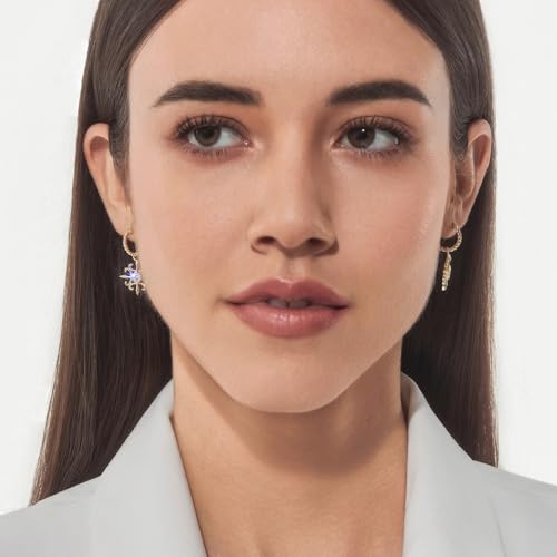 Cicy Bell 18k Gold Plated Dangle Earrings for Women Princess Cubic Zirconia Trendy Chunky Twist Drop Earrings3