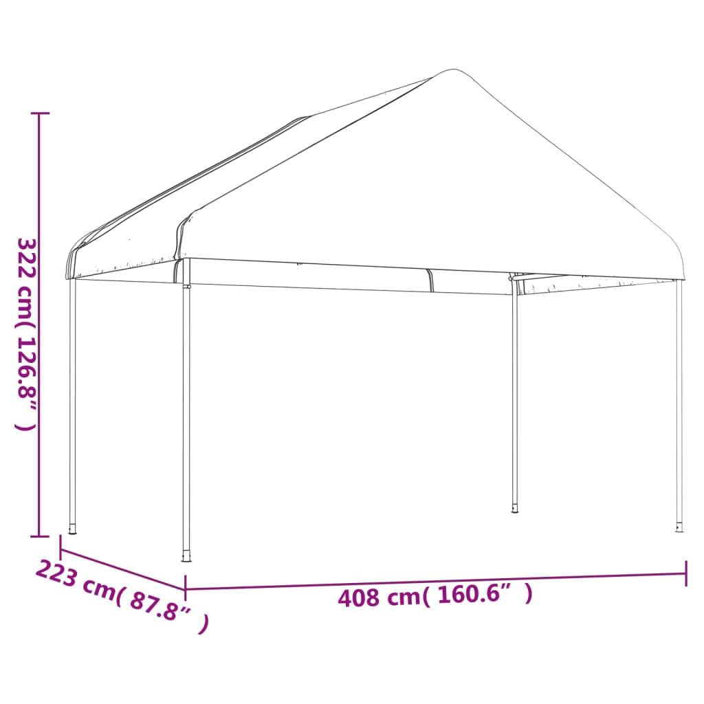 Gazebo da Giardino con Tetto Bianco in PE 4,46x4,08x3,22 m | Ampio tendone da esterno per giardino e cortile, con robusta struttura in acciaio e tetto parasole.