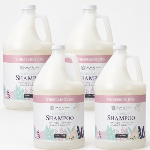 Image of Ginger Lily Farms Botanicals Shampoo, 128oz /4pk, Whispering Rose | 100% Vegan & Cruelty-Free | Moisturizing Shampoo for All Hair Types | Refill Size