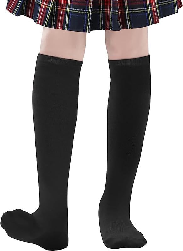 Image of WKLOUYHE Unisex Kid's School Uniform Cotton Knee High Socks Pack Of 06