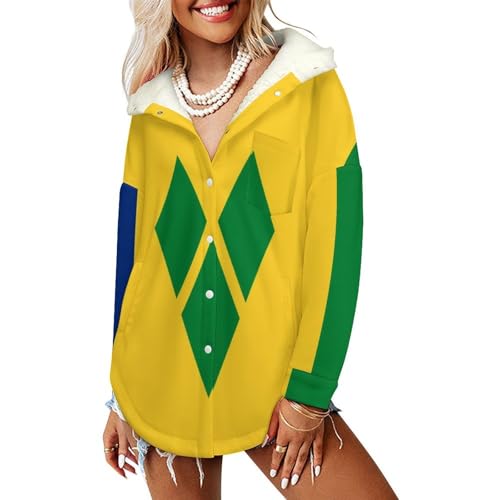 Veste polaire femme de Saint-Vincent jaune à capuche pour l'hiver