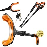 OrtoPrime Pinzette zum Sammeln von Objekten, Magnet und LED-Licht, ausziehbare Pinzette, zusammenklappbar, lange Pinzette zum Erreichen von Objekten, Greifarm, um 360° drehbar