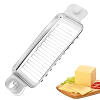 Butterschneider, Käsehobel aus Edelstahl Ergonomischer Butterhobel Käsehobel zur Portionskontrolle Käsebutterschneider mit Tragbarem Griff für Butterblockkäse(Silber)