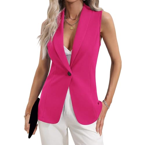 Womens Blazers for Work Casual Lapel One Button Sleeveless Jackets Business Loose Open Front Work Office Suit Vests
