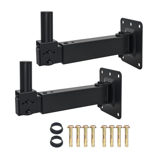 Howonder Hochbelastbare Wandhalterung für Lautsprecher verstellbare neig und schwenkbare Wandhalterungen für professionelle Audio PA Lautsprecher Tragkraft bis zu 100 lbs HD-329 (2er-Pack schwarz)