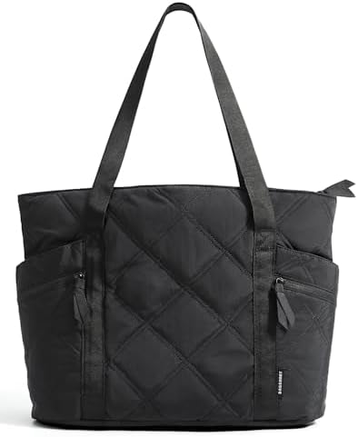 BAGSMART Tote Bag for Women, 20L Puffer Work Tote with Zipper, Travel Essentials Quilted Nurse Hospital Bag