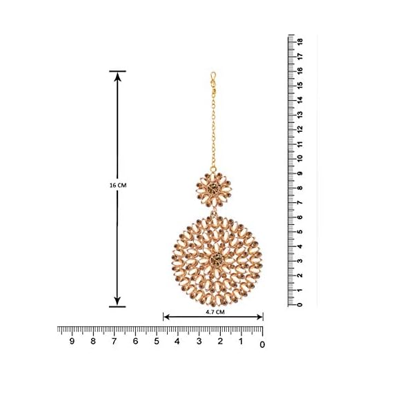 JFL - Jewellery for Less Gold Plated Stone and LCD Diamond Studded Maang Tikka for Women and Girls - Image 4