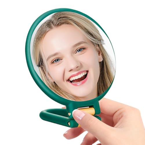 Shenrongtong Espejos de Maquillaje Personal, Espejo de Aumento - Mirador de Mesa Plegable Doble de Lado | Herramienta de Maquillaje de precisión, Vidrio de Viaje de Aumento para el aderezo al Aire