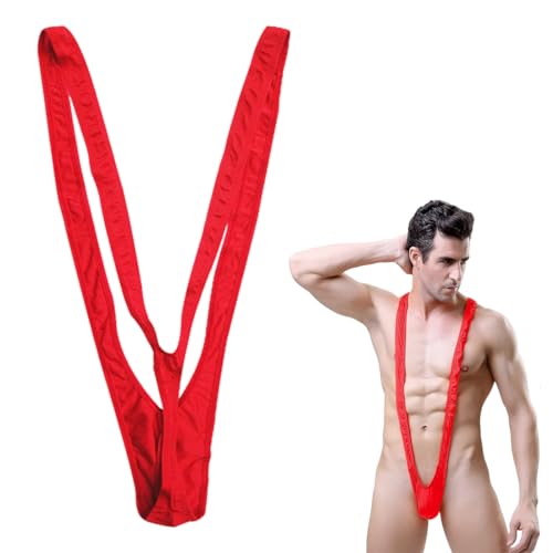GNALIA String Homme Sexy Érotique, 1 Pièce Mankini Rouge, Taille Unique, Maillot De Bain en Polyester