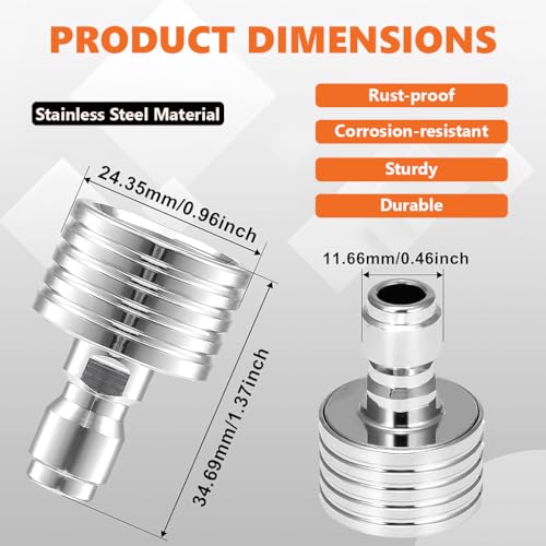 Image of HASTHIP Pressure Washer Nozzle Quick Connect 1 /4'' Stainless Steel Pressure Washer Tip Shower Nozzle, High-Pressure Fan Nozzle for Garden, Car, and Outdoor Surfaces